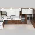 Modern Kitchen Interior With Wooden White Cabinets And Marble Countertop Appliances Design