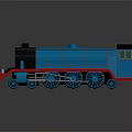 Blue Steam Train Toy Model With Detailed Design Red Accents And Black Parts