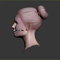 3D Rendered Character Portrait With Elf Ears Pink Hair And Red Eyes
