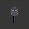 Futuristic Transparent Red Mechanical Weapon With Symmetrical Design And Grip Handle