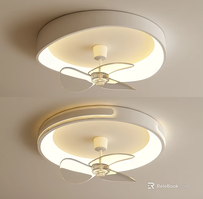 Ceiling Mounted Air Conditioner Fan With Modern Lighting And White Design 3d model 