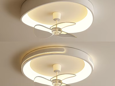 Ceiling Mounted Air Conditioner Fan With Modern Lighting And White Design 3d model