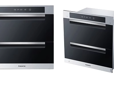 Built in Kitchen Appliances CASARTE Black Panel Silver Frame Control Panel Drawer Design 3d model