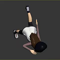 Young Girl Wearing Black Cap Running With White Vest Blue Scarf Black Pants White Shoes