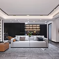 Modern Basement Interior Design With Large Wall Mounted Shoe Rack Sofa And Cozy Lounge Area
