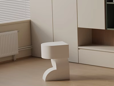 Modern Minimalist White Side Table With Curved Base In Interior Corner Space 3d model