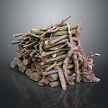 Natural Stacked Wood And Stone Materials For Construction And Decorative Use