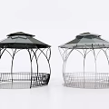 Stylish Metal Gazebos With Dome Tops And Base Railings In Black And Silver