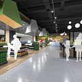Modern Supermarket Department Store Interior With Spacious Shelves And Various Products