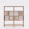 Traditional Chinese Wooden Curio Shelf Featuring Lattice Design And Open Storage Compartments