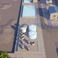 Aerial View Of Industrial Plant With Large White Tanks Cooling Towers And Metal Structures