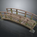 Wooden Arched Bridge With Rustic Railings Natural Wood Texture And Sturdy Base