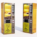 Two Coffee Vending Machines As Public Facility With Yellow Silver Design And Automatic Coffee Service