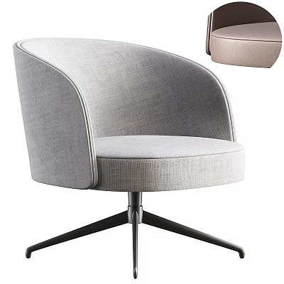 Light Gray Fabric Office Chair With Curved Backrest And Black Metal Swivel Base 3d model