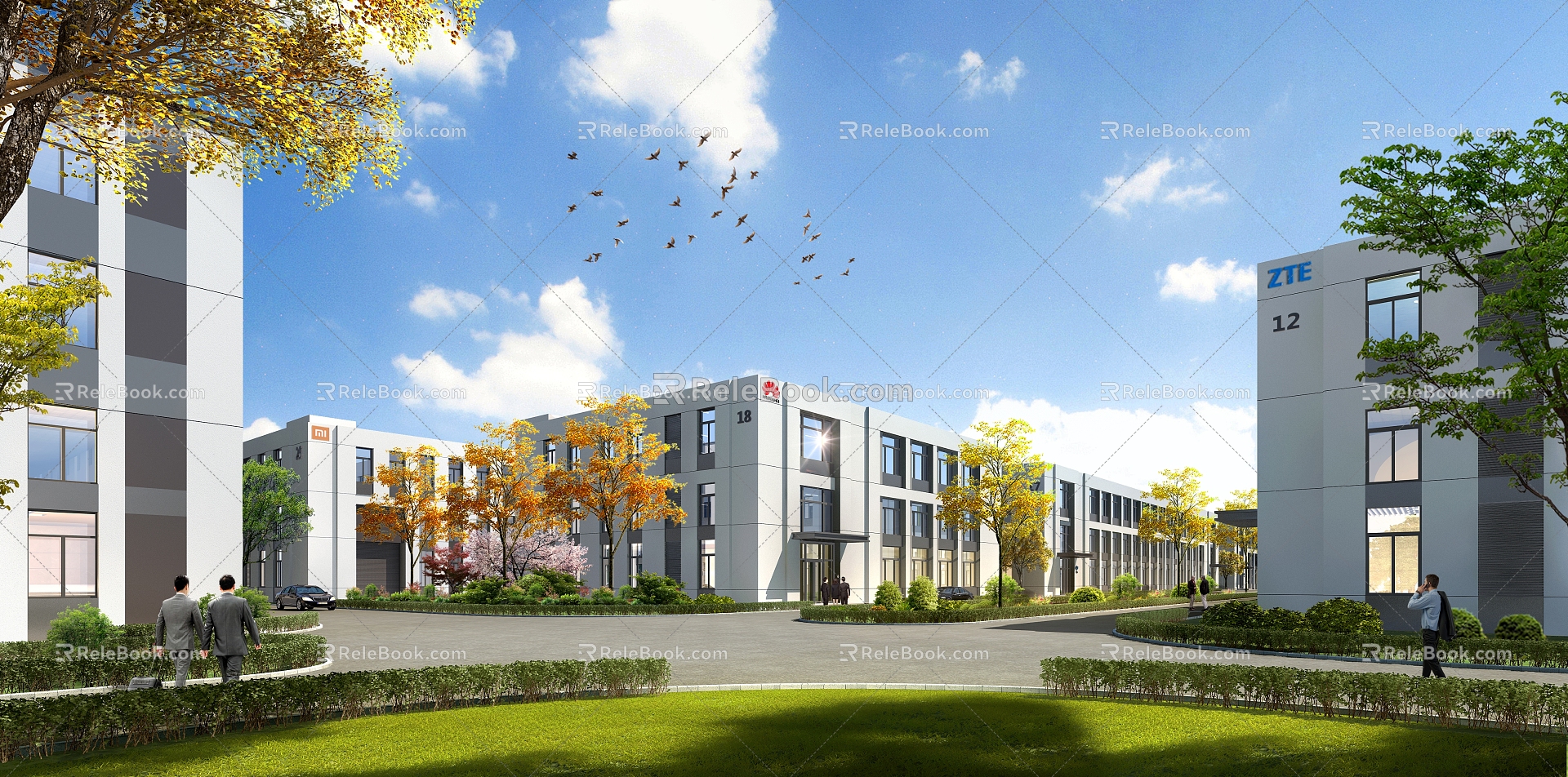 modern industrial park building 3d model