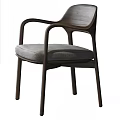 Modern Wooden Dining Chair With Armrests And Gray Padded Seat Design