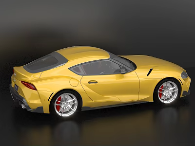 Yellow Sports Car With Sleek Design Black Roof And Red Brake Calipers 3d model