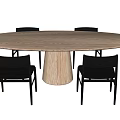 Oval Light Wood Dining Table Set With Black Chairs For Home Dining Room