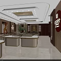 Elegant Beijing Caibai Jewelry Store Interior With Glass Display Counters Gold Jewelry And Red Backdrops
