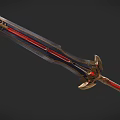 Ornate Fantasy Sword With Gold Accents Red Hilt And Star Decorative Blade