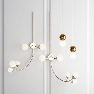 Light Luxury Lamps Combination Simple Chandelier Wall Lamp 3d model