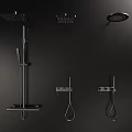 Black Modern Shower Faucet With Multiple Heads Handheld Sprayers And Mounting Brackets