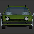 Green Vintage Car With Roof Rack And Shiny Exterior On Black Background