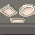 Modern Sleek Ceiling Lights In Square Round And Rectangular Shapes With White Illuminated Design 3d model
