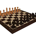 Classic Chessboard Featuring Black and Brown Pieces Arranged on Checkerboard Surface 3d model