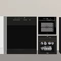 Modern Kitchen Appliances Set Including Dishwasher Oven And Glass Door Sterilizer