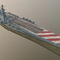 Aircraft Carrier Flight Deck With Island Superstructure And Naval Equipment Exterior View