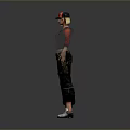 Durable Utility Workwear Set Featuring Cargo Pants Tool Belt Red Cap And White Shoes