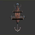 Detailed Decorative Ship Model With Sail Red Flags Paddle Wheel And Colorful Design