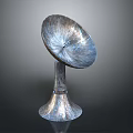Metallic Horn Shaped Decorative Sculpture With Shiny Surface And Polished Base