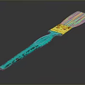 Colorful Paintbrush With Turquoise Handle Red Dots Yellow Section And White Bristles