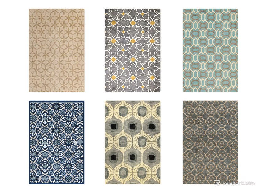 Square Rugs With Various Patterns And Color Options For Home Decor 3d model