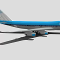Blue KLM Passenger Airplane Exterior Design With Tail Details And Wings