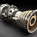 Advanced Industrial Aircraft Engine with Turbine Fan Blades and Metal Casing Structure