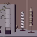 Woven Hanging Lanterns With Light Yellow Glow And Bamboo Leaves Against Light Pink Wall