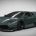 Dark Green Sports Car With Sleek Design And Black Wheels Rear Spoiler
