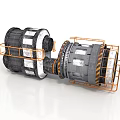 Industrial Mechanical Equipment With Metal Structure Orange Railings And Gray White Body