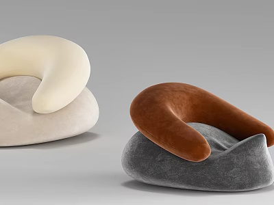 Modern Design Single Chair with Beige Brown Soft Velvet and Unique Shape 3d model