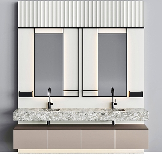 Modern Wash-washing Table Basin Cabinet Mirror Basin 3d model