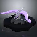 3D Model Purple Bow Weapon With Silver Components On Black Base Stand 3d model
