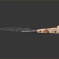 Vintage Handcrafted Knife With Weathered Blade And Speckled Wooden Handle