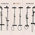 Stainless Steel Shower Systems with Rainfall Handheld Faucet and Multiple Designs 3d model