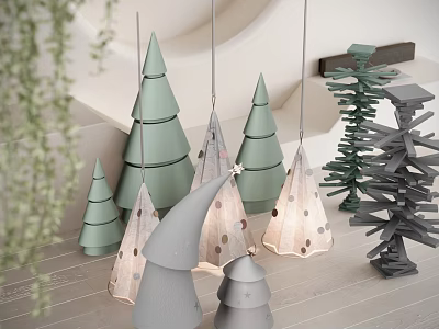Modern Ornaments Combination Christmas Tree Decoration Ornaments 3d model
