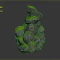 Natural Stone Material With Green Moss And Gray Rock Texture Design 3d model