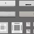 White Air Conditioners and Fans Various Wall Mounted Ceiling Models for Home Use