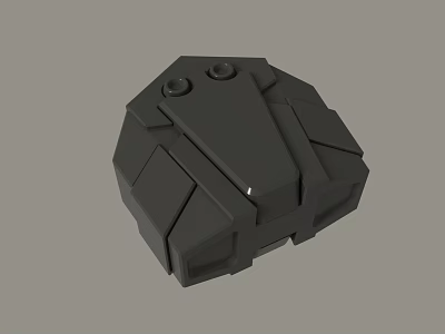 Black Geometric Mechanical Part With Polygonal Surface And Two Circular Holes 3d model